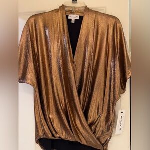 Veronica M Surplice Top in Rose Gold (size: Medium)- NWT